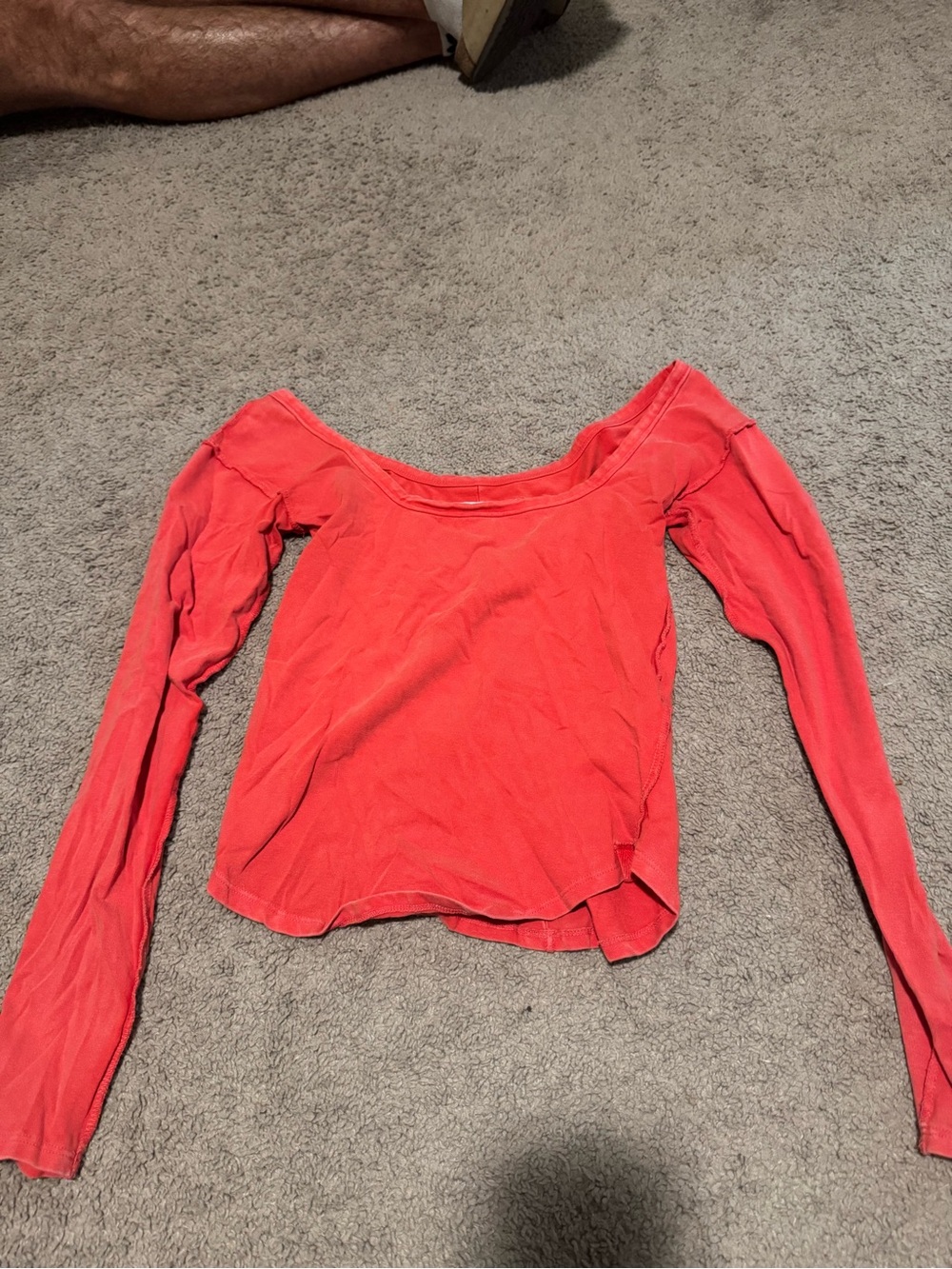 We The Free Coral Wide Neck Long Sleeve Top